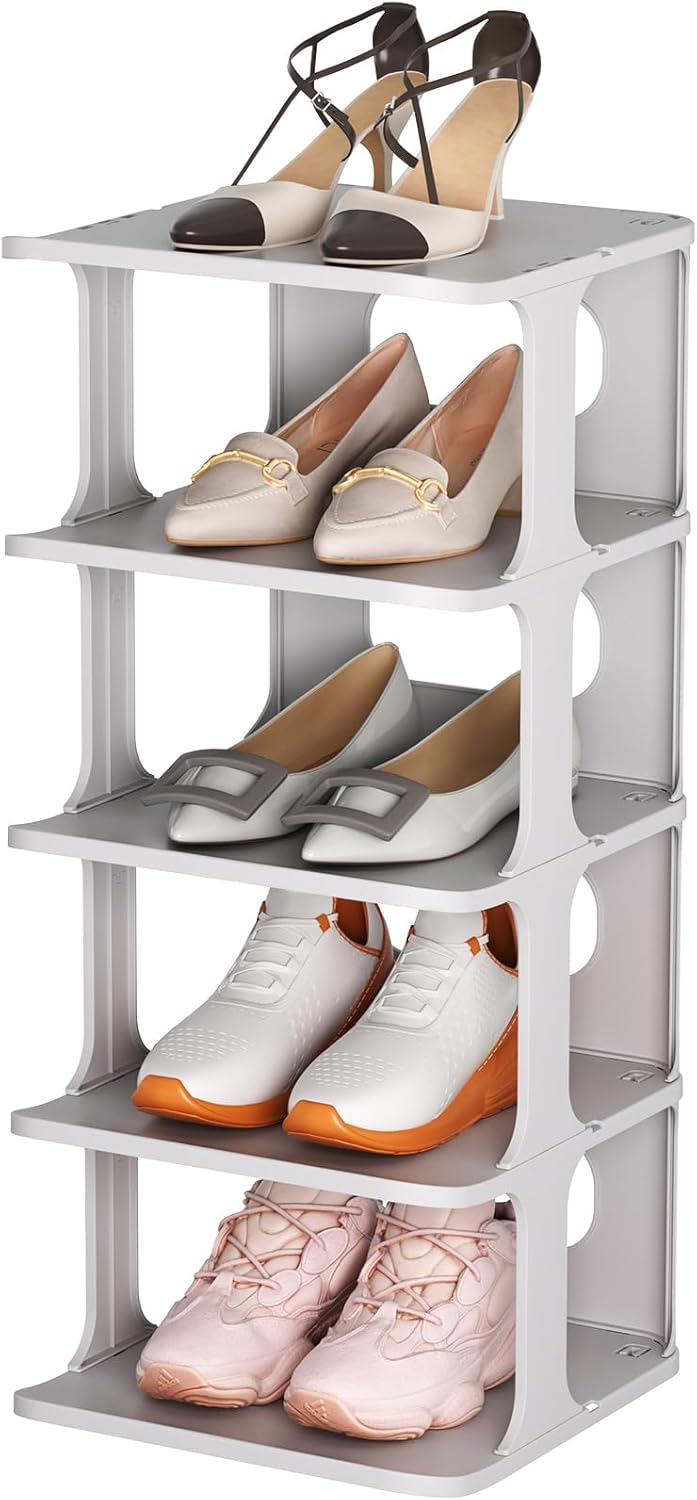 Closet Closet, HAIXIN Shoe Rack for - Stackable Shoe Organizer for Space-Saving Narrow Shoe Rack for Front Door