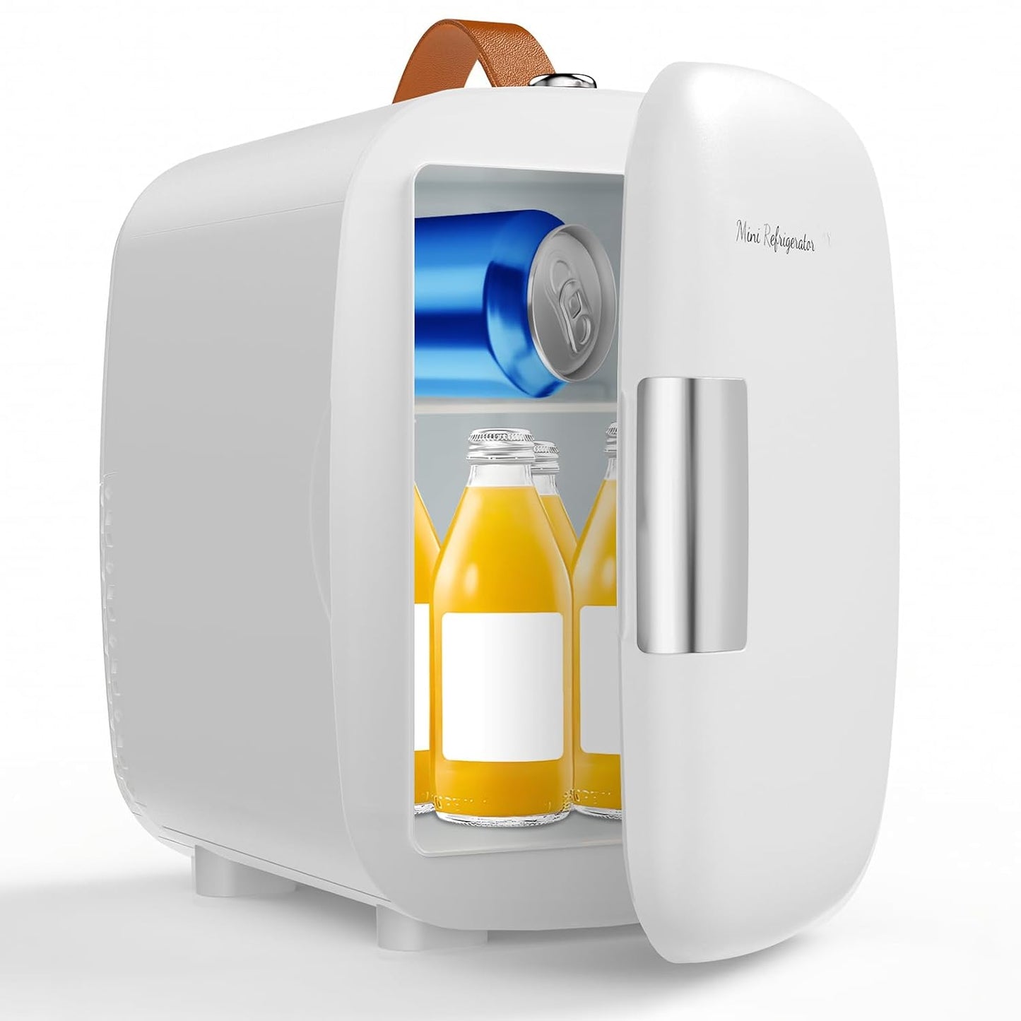4L 6 110V Ac/12V DUMOS Mini Fridge for Bedroom, Compact Personal Fridge Cooler For Skincare, Drinks, And Snacks, Fits