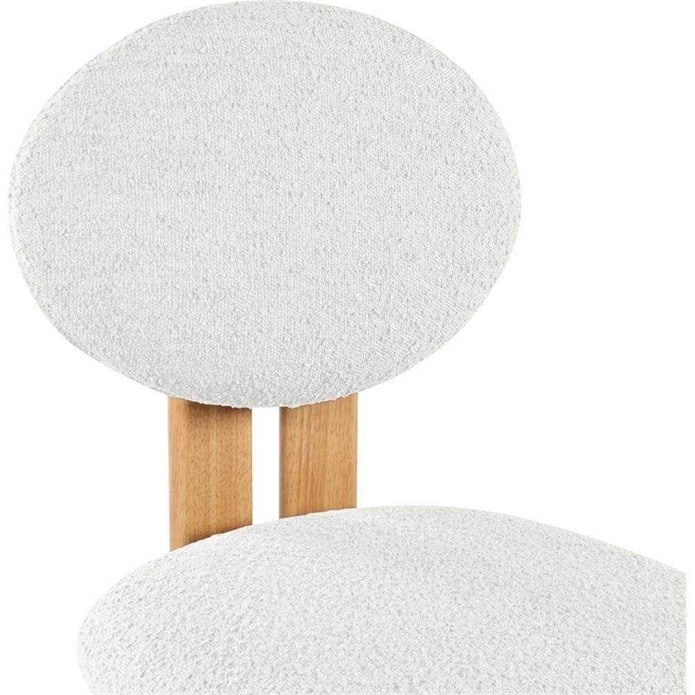 Meridian Furniture 503Cream-C Napa Collection Modern | Contemporary Dining Chair with Rich Cream Boucle Fabric, Natural Finish Solid Wood Frame, 15.25" W x 19.5" D x 35.75" H, Cream, Set of 2