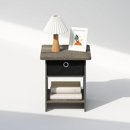 Closet, Furinno TIDUR Night Stand, Square Round Corner Nightstand with Storage Bin, Bedside Table, End Table, Side