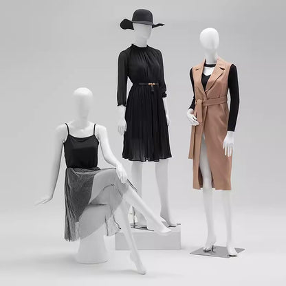Premium Full Body Female Mannequin - Sturdy White Plastic Dress Form with Head, Perfect for Women’s Clothing Display, Retail, Fashion Shows, Size Style 4