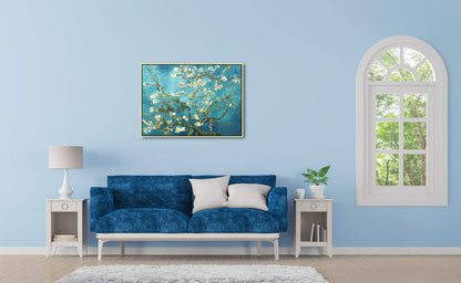 Wieco Art Framed Wall Art Canvas Prints of Almond Blossom by Vincent Van Gogh Paintings Reproduction Abstract Artwork for Wall Decor Golden Frame
