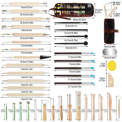 42 PCS Pottery Tools, Clay Sculpting Tools Kit, Clay Tools for DIY Handcraft Modeling Carving Trimming, Molding, Shaping(with Storage Bag)