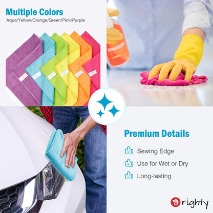 Orighty Microfiber Cleaning Cloth Pack of 60, Microfiber Towels for Cars, Highly Absorbent Car Cleaning Supplies, Lint Free Cloths Clean Rags for Car Care, House, Kitchen, 12x12 inch