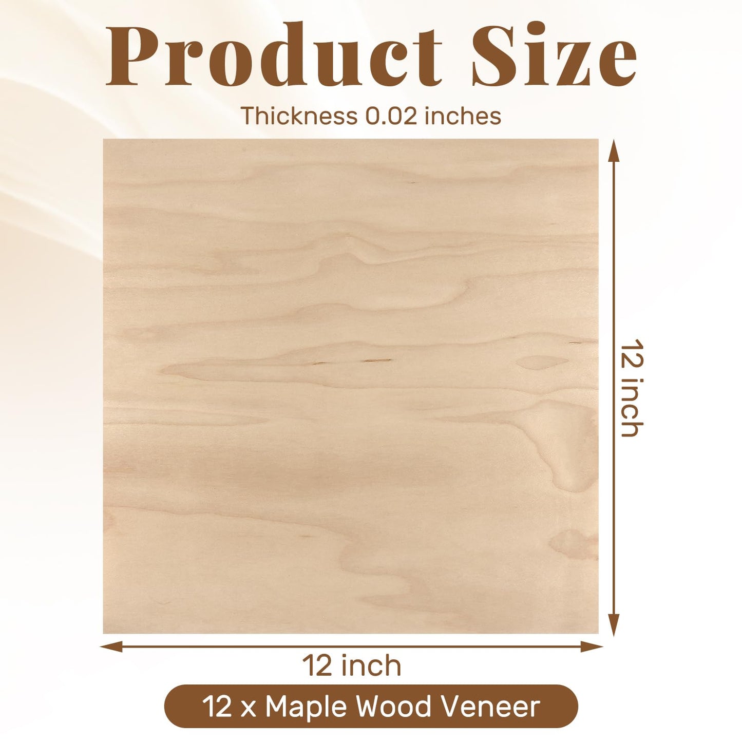 Boao 12 Pcs Real Wood Veneer Sheets 12" x 12" Wood Veneer Laminate Sheets for Jewelry Boxes, Door Panels, Marquetry(Maple)