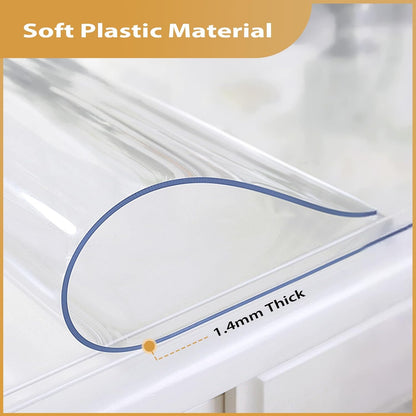 12 14 Inch, 1.4mm Clear Table Protector x Thick Waterproof PVC Plastic Table Cover, Durable Table Pad for Dining Room