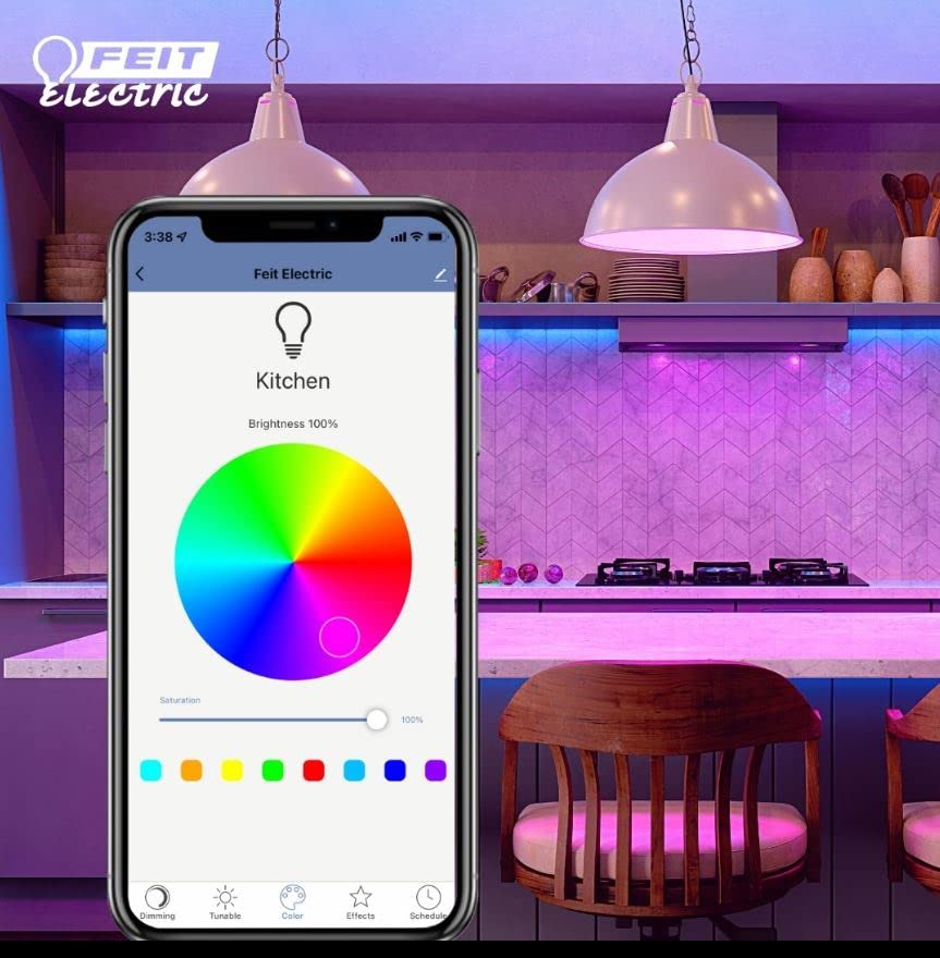 Feit Electric Smart Light Bulbs, 2.4Ghz WiFi Light Bulbs, No Hub Needed, Works with Alexa and Google, Dimmable 60 Watt = LED 9W, OM60/950CA/AG/3, 5000K Day Light, 3 Pack