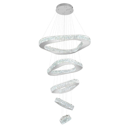 Shial Lighting Large Crystal Chandelier Modern LED Dimmable Contemporary Chandelier Large Pendant Light for Living Room Foyer Staircase Silver Dia 40"