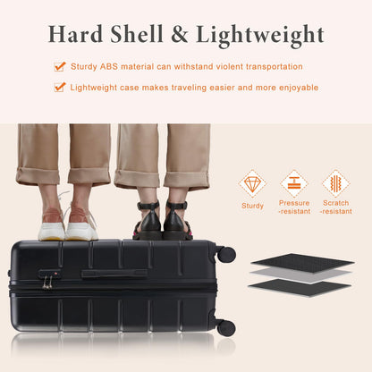 Sweetcrispy 3 Piece Expandable Luggage Set, ABS Hard Shell Rolling Suitcases with Smooth Spinner Wheels and TSA Lock, Lightweight Travel Luggage for Trip, 20/24/28 Inch, Bronze Black