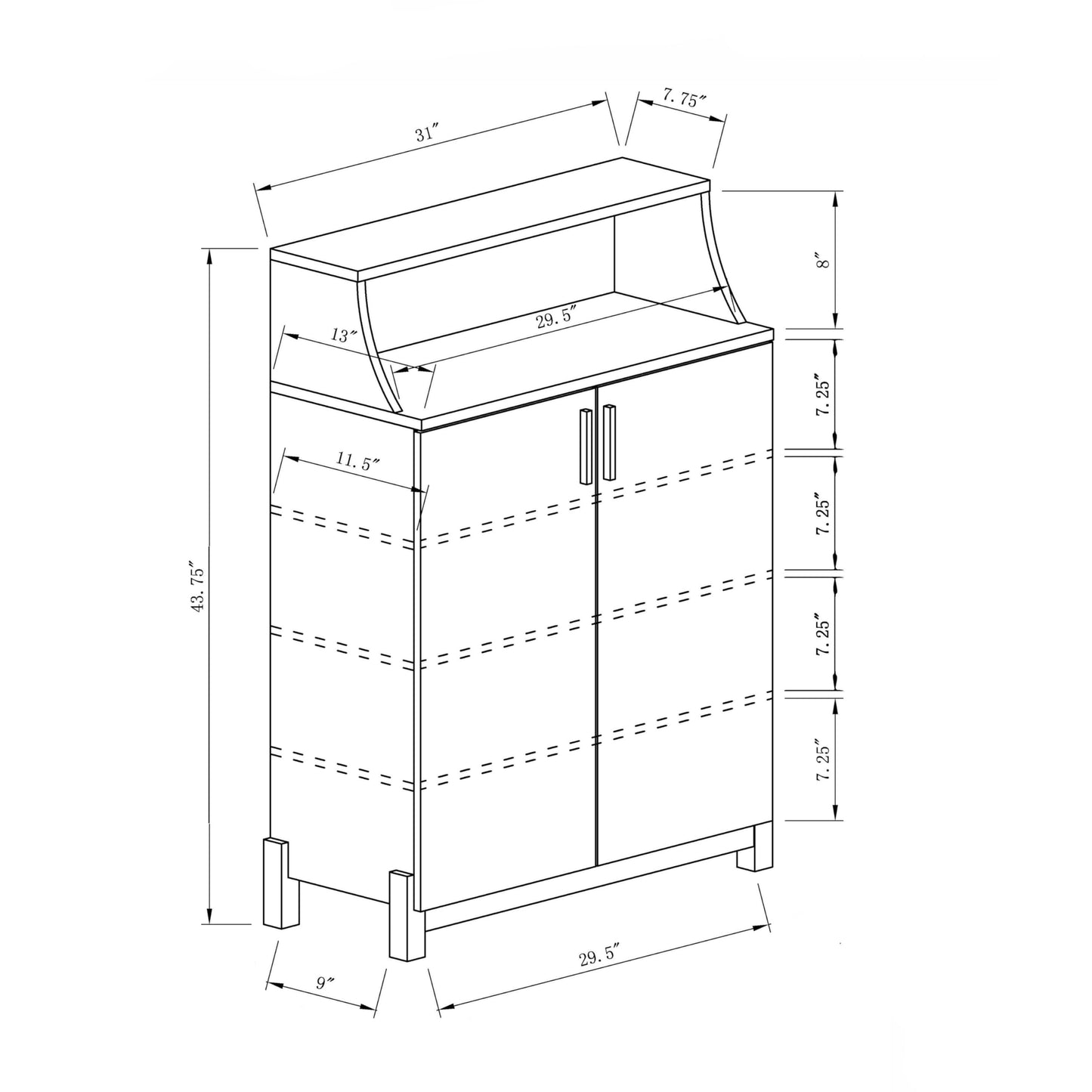 HOMES: Inside + Out Seiter Modern 5-Shelf Wood 33 in. Shoe Cabinet for Entryway, Distressed Gray