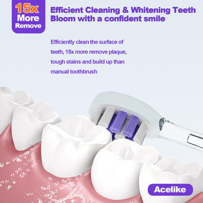 Metal Electric Toothbrush with UV Mode, Vibration and Oscillation Electric Toothbrush for Adults, 6 Brush Heads & Travel Case & Dust Cover, 5 Modes & Built in Timer, One Charge Last 120 Day（Rose）