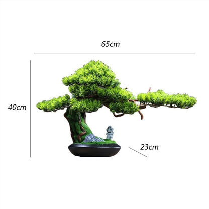 GRFIT Bonsai Artificial Tree Ornaments Simulation Luxury Light China, Entryway Cabinet Decorations, Office Landscaping, Hotel, Carving Wood Root Artificial Tree Plant