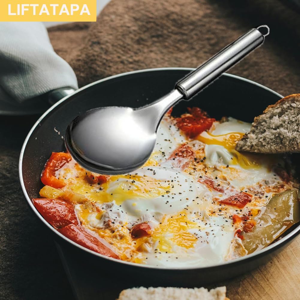 5Pcs Stainless Steel Cooking Utensils Set, Heat Resistant Wok Utensils Include Slotted Spoon, Spatula, Large Spoon