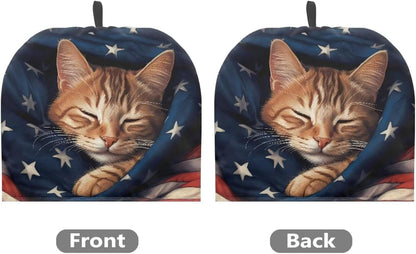 US Flag Sleeping Cat Tea Pot Cover, Tutolip Insulated Dust Proof Tea Kettle Cover for Kitchen Decoration