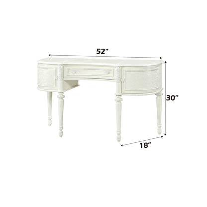 Acme Dorothy Half Moon Vanity Desk & Mirror in Ivory