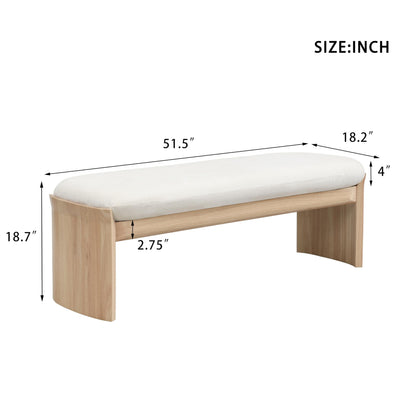 Christopher Knight Home Paxton Fabric Upholstered Ottoman Bench, Rectangular Foot Stools Ottoman, Entryway Wood Ottoman Footrest, Bedroom End of Bed Footstool,Living Room Sofa Extra Seat,Beige+Natural