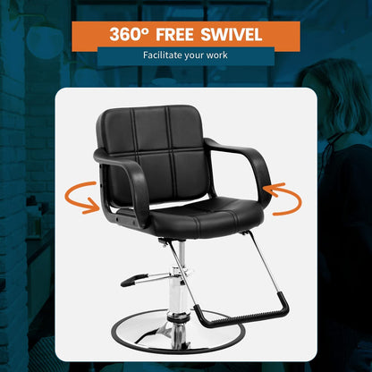 Sentiment Salon Chair Reclining Barber Chair 360 Degrees Rolling Swivel Barber Chair Hair Salon Chair Salon Barber Hydraulic Hairdresser Styling Chairs Chair for Men and Women Hair Stylists（Black）