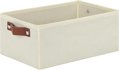 DULLEMELO Storage Bin, Fabric Storage Basket with PU Handles, Collapsible Organizer Bins for Toy Storage