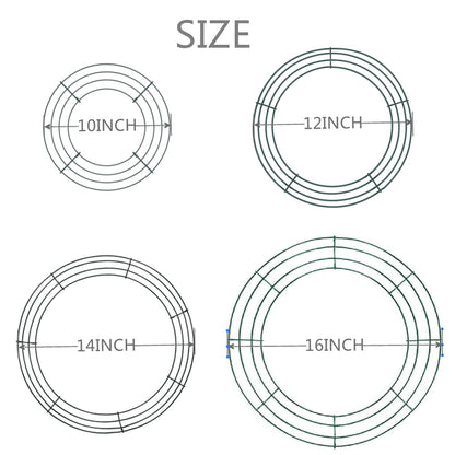 14 Pieces Christmas Wire Wreath Frame(16Inch), ENLAYER Metal Frame Dark Green Round Wreath with 12 Golden Bow Tie,12 Silver Bow Tie,1 Wire Pliers and 115FT 22 Gauge Paddle Wire for Crafts