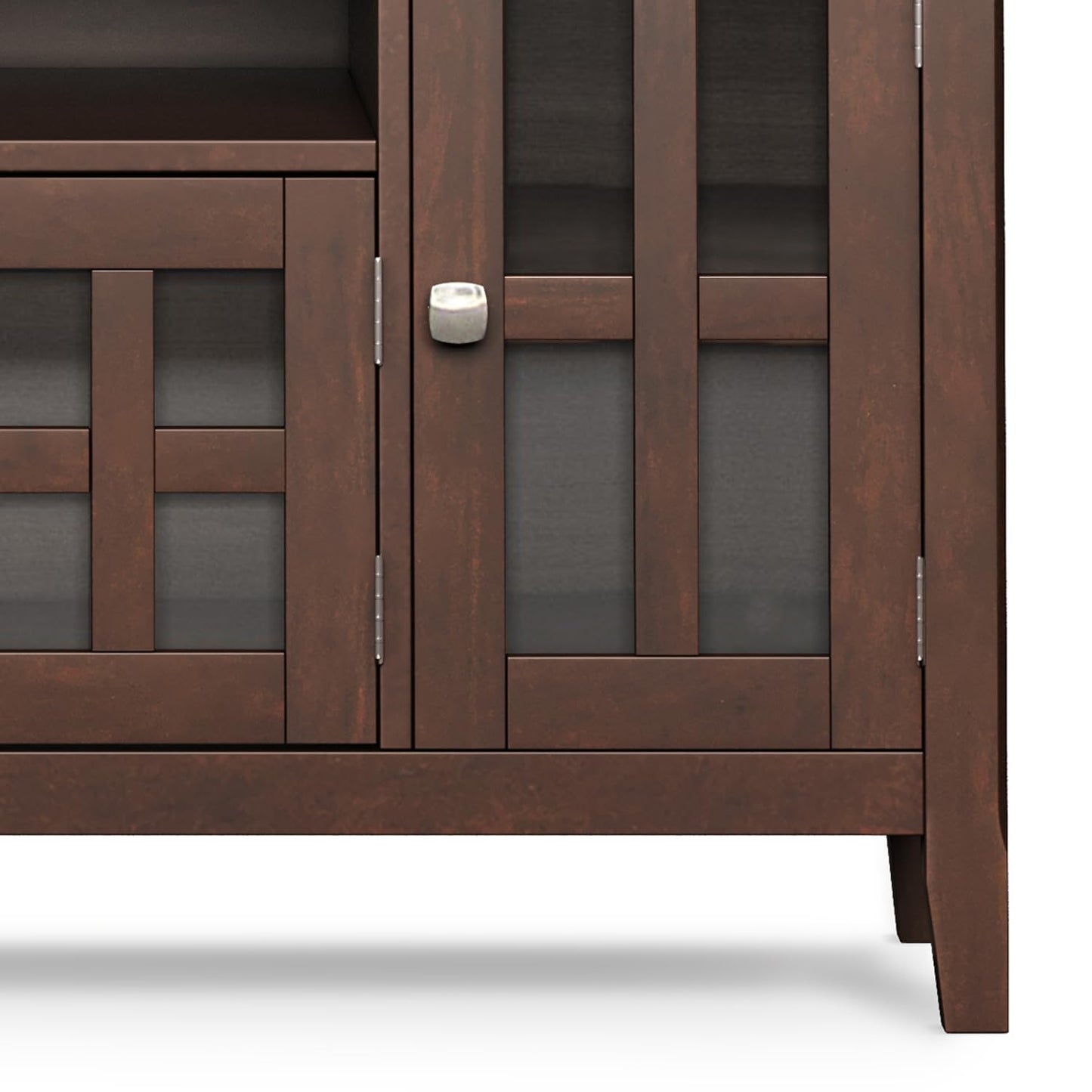 SIMPLIHOME Acadian TV Stand - 60 inch Wide Solid Wood Media Console in Black, Transitional Entertainment Center for Living Room for TVs up to 65 Inches with Glass Cabinets, Drawers and Shelves