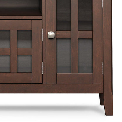 SIMPLIHOME Acadian TV Stand - 60 inch Wide Solid Wood Media Console in Black, Transitional Entertainment Center for Living Room for TVs up to 65 Inches with Glass Cabinets, Drawers and Shelves