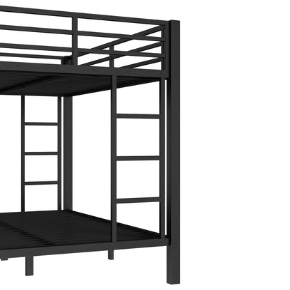 Bellemave Full XL Over Queen Bunk Bed with High Guardrail & Under-Bed Storage, Heavy Duty Metal Bunk Beds Frame with 2 Side Ladders, Full Over Queen Bunk Bed for Adults, No Box Spring Needed, Black