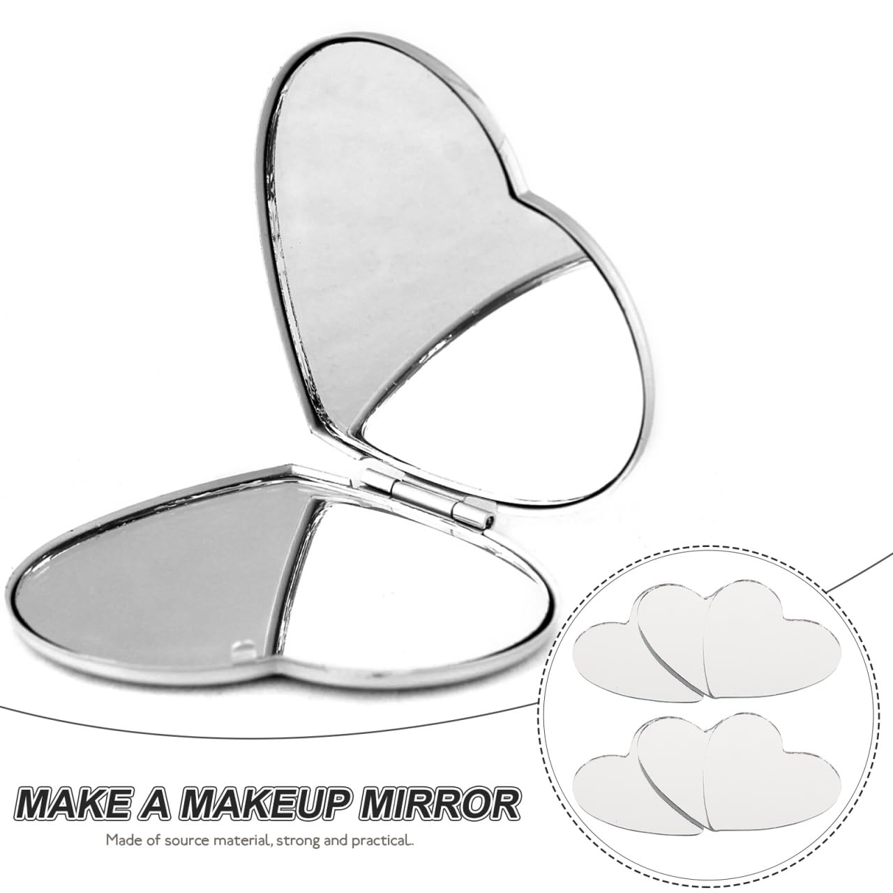 ULTNICE 20pcs Heart Shaped Glass Mirror Tiles: Mini Size Makeup Mirror for DIY Crafts, Portable Small for Handbag