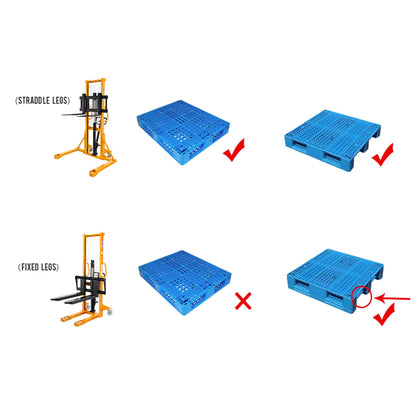 APOLLO Manual Pallet Stacker Hand Pallet Forklift 2200lbs Capacity 63" Lift Height, Fix Legs with Adjustable Forks Suitable for Open-Bottom Pallets