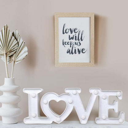 Love Sign with Lights - Valentines Day Decoration - Love Marquee Letters - Romantic Lighted Table Top Decor for Wedding & Home - White - CHEERIN