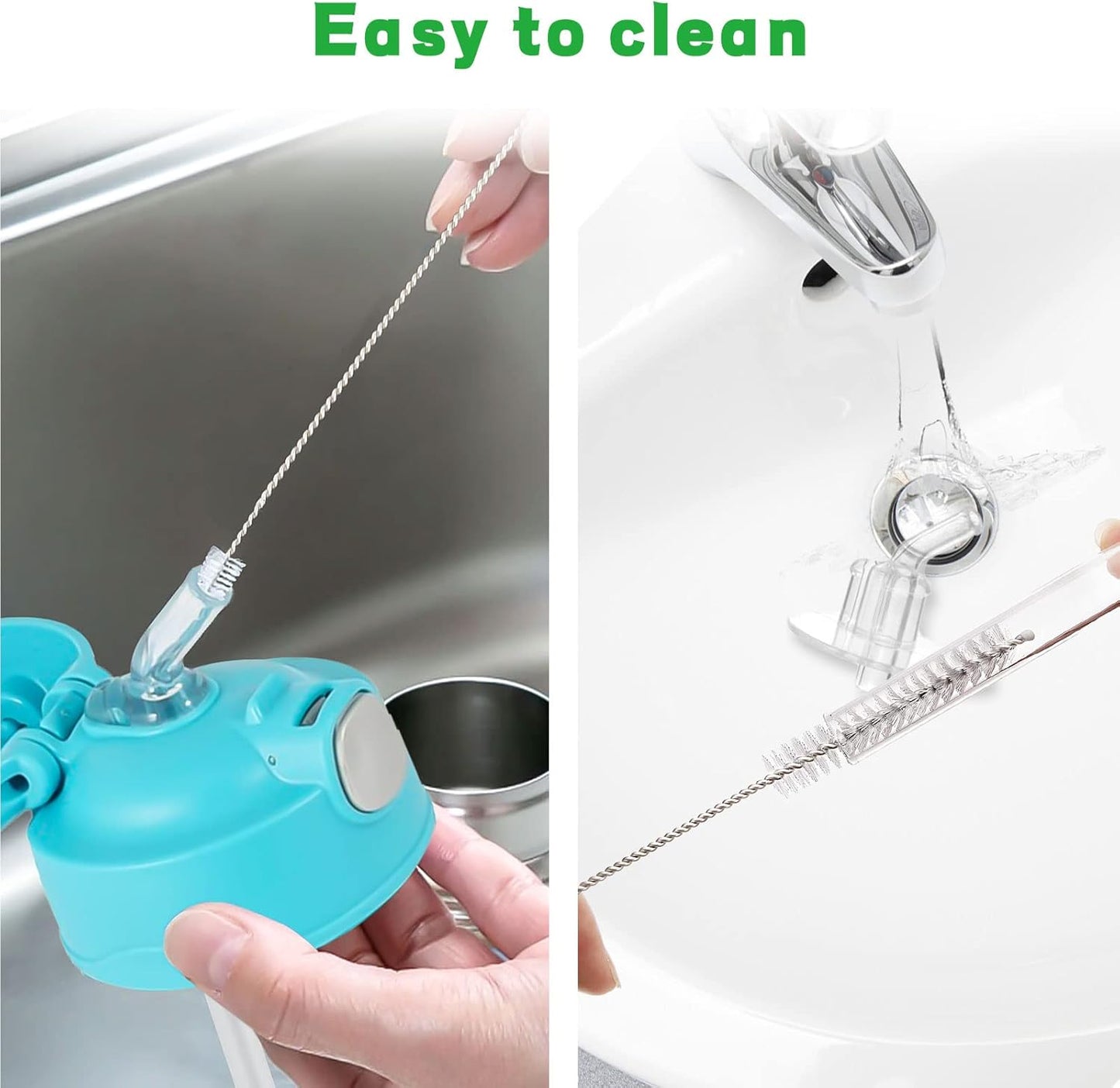 Marbe Replacement Straws for Thermos Funtainer 12 Ounce Bottle, 3 Pieces Straw Cleaning Brushes