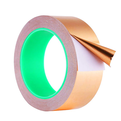 Zehhe Copper Foil Tape with Double-Sided Conductive (1inch X 21.8yards)- EMI Shielding,Stained Glass,Soldering,Electrical Repairs,Slug Repellent,Paper Circuits,Grounding (1inch)
