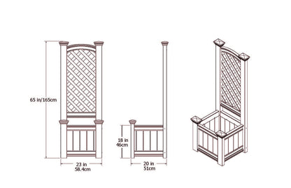 Kensington 23"W x 20"L Vinyl Planter Box with Trellis