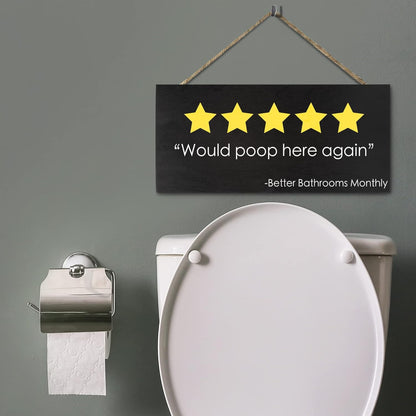 JennyGems Funny Bathroom Decor, Would Poop Here Again Sign, Wall Hanging Decorations