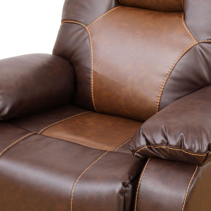 UOCFYK Manual Breathing Leather Recliner Sofa, Leather Recliner Couch, Comfortable Wide Lazy Leather Sofa for Living Room (Brown, 3-Piece)