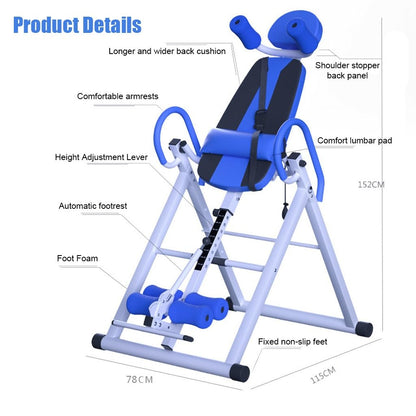 Heavy Duty Inversion Table, 330lbs Capacity with Adjustable Protective Strap, Inversion Table for Back Pain Relief, Updated (Color : Blue)