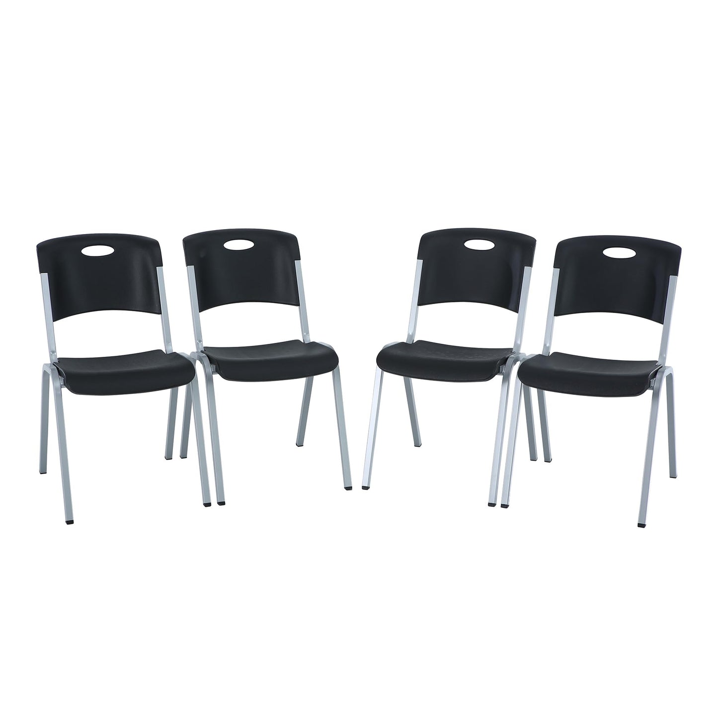 Lifetime Stacking Chair, Contemporary - Pack of 4, Black