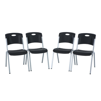Lifetime Stacking Chair, Contemporary - Pack of 4, Black