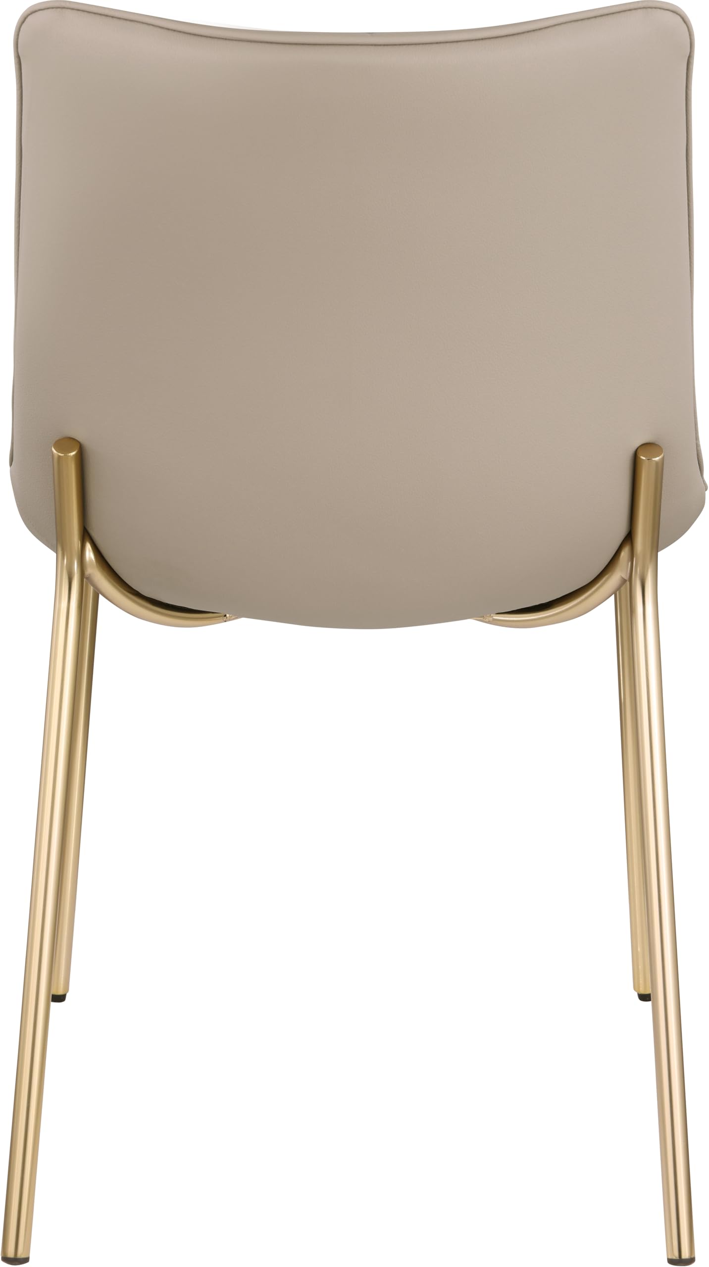 Meridian Furniture 529Taupe-C Isla Collection Modern | Contemporary Vegan Leather Upholstered Dining Chair, Brushed Gold Metal, Channel Tuft On Back, 18.5" W x 22.5" D x 33.5" H, Taupe, Set of 2