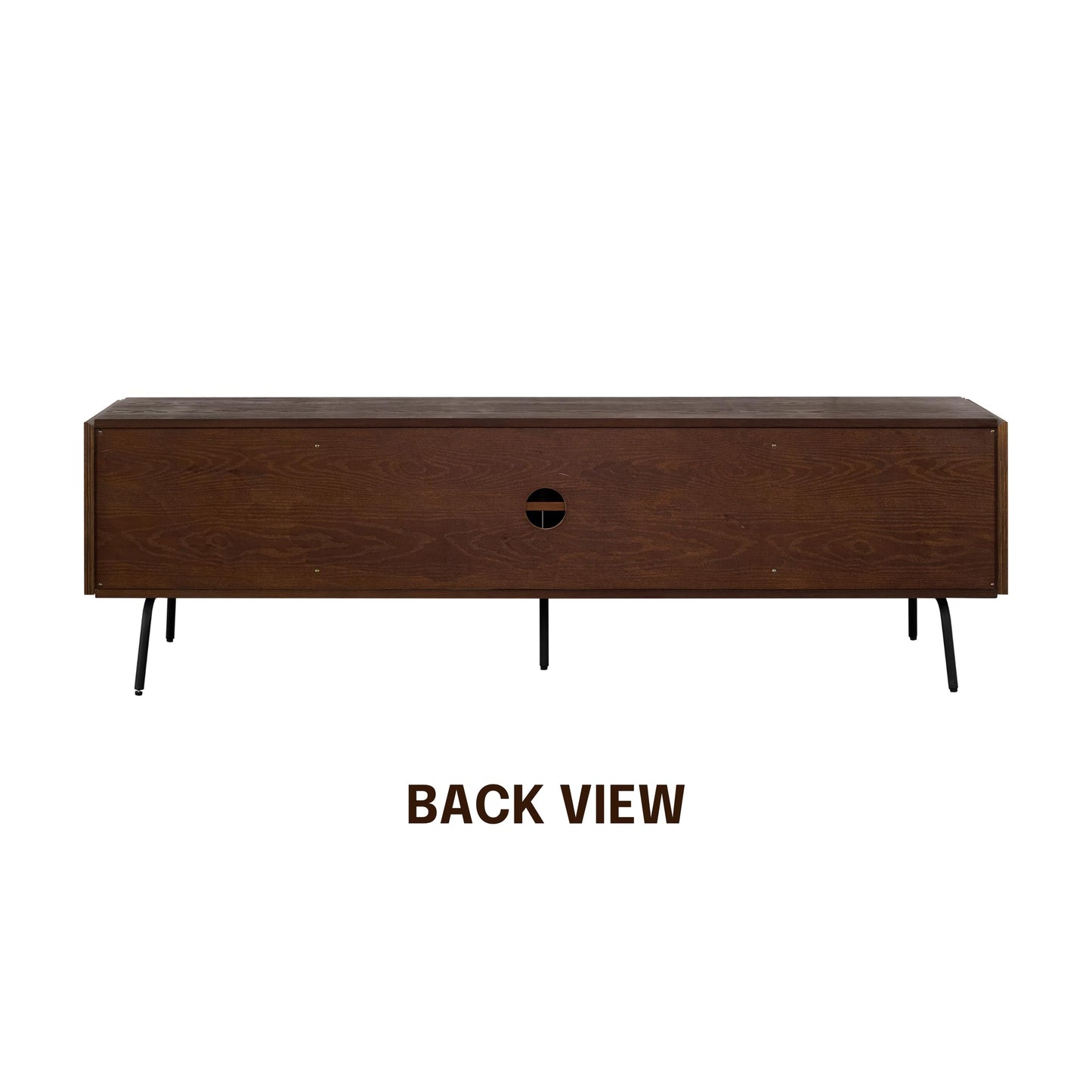NTC Veil TV Stand with 4 Doors for TVs up to 75’’, Media Console with Vertical Groove Design and Metal Legs, Modern Entertainment Center for Living Room and Bedroom, Effortless Assembly, Dark Walnut