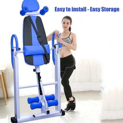 Heavy Duty Inversion Table, 330lbs Capacity with Adjustable Protective Strap, Inversion Table for Back Pain Relief, Updated (Color : Blue)