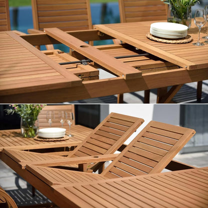 Amazonia Jefferson 13-Piece Patio Extendable Dining Table Set | Light Grey Wicker Chairs | Ideal for Outdoors and Indoors