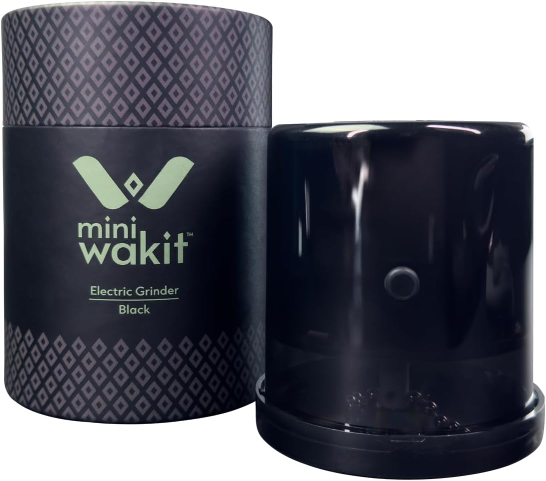 Mini Wakit Grinder (Black) Rechargeable Electric Herb Grinder with Patented Ball & Chain Technology for Effortless
