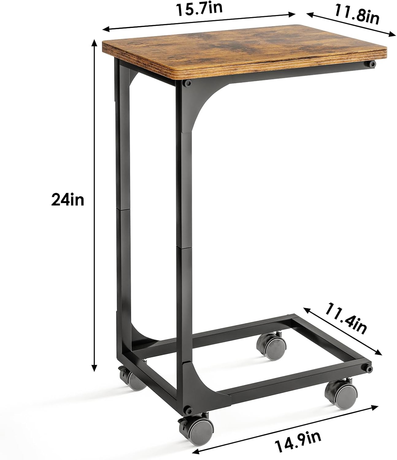 Fixwal TV Tray, C Table, C Shaped Side Table with Wheels for Couch, Coffee Tables for Living Room Sofa End Table