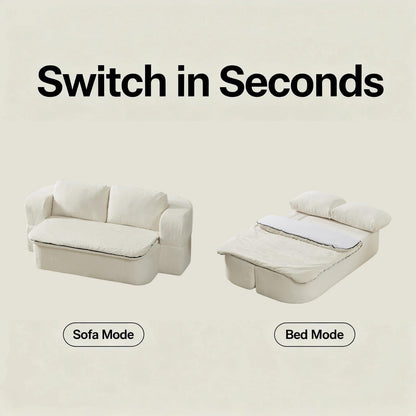 Trygoal 74.8" Convertible Futon Sofa Bed, Foldable Floor Couch with Pocket Spring & Foam, Compression Packed Sleeper Sofa with Cushion Blanket, Lazy Couch for Living Room Bedroom Apartment, Cream