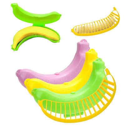 OT-NVWOZR 3PCS Banana Case with Slicer, Fruit Container for Outdoor Travel BFA-Free, Portable Bananas Keeper Holder Protector Covers Plastic Storage Box for Lunch Picnic Camping Keep Fresh