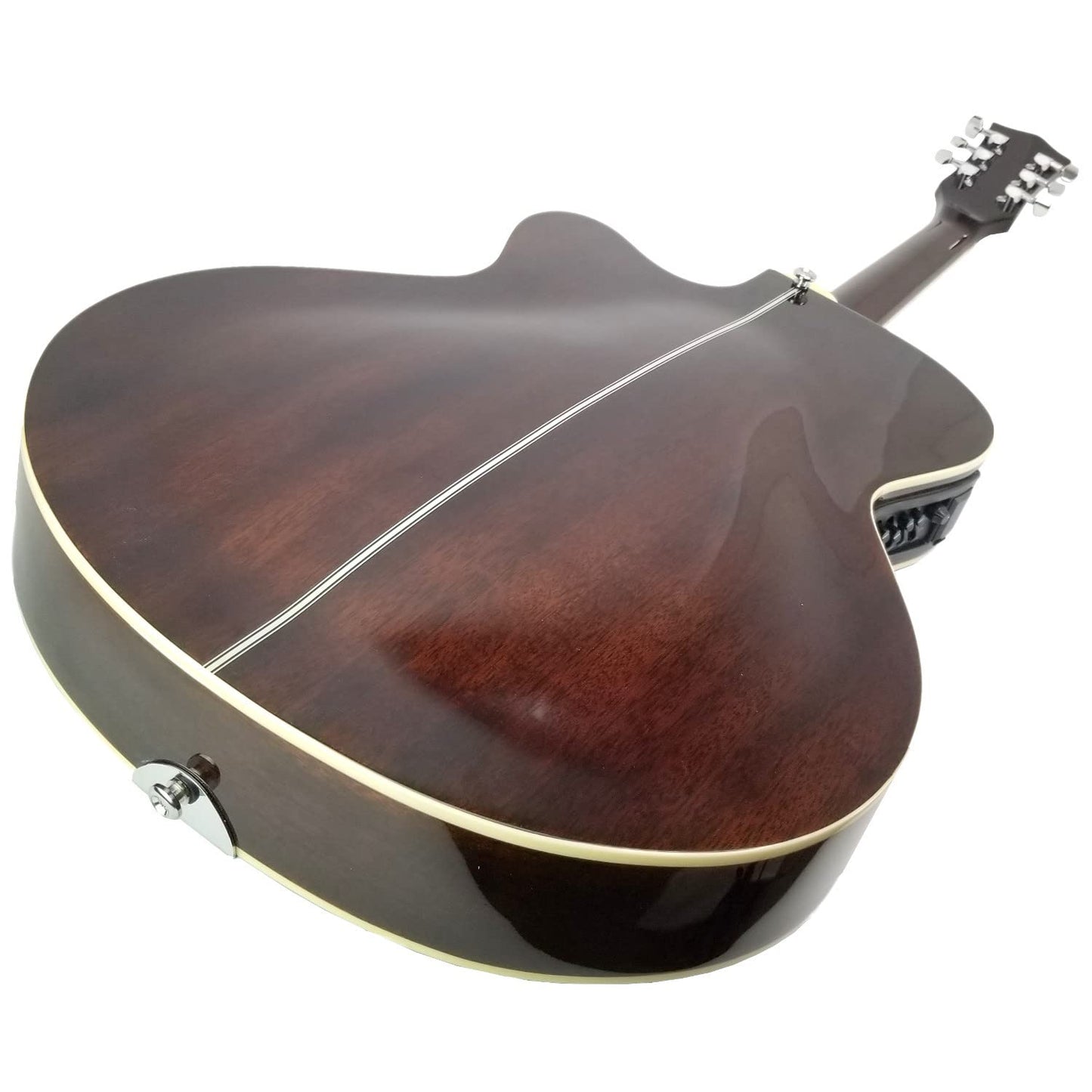 Acoustic Electric Guitar Sunburst Mahogany Traditional Resonator with Built-in Pre Amplifier, Steel Strings