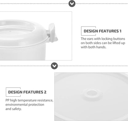 CALLARON 4 Cup Microwave Rice Cooker, Steamer Bowl, Rice Paddle, Pasta Cooker, Bento Box Cookware for Soup