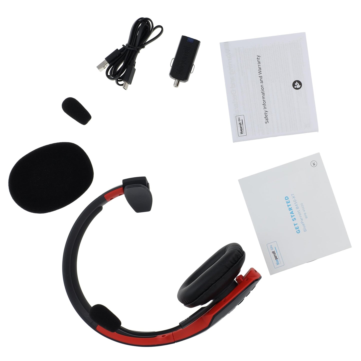 Cummins Edition BlueParrott B450-XT Noise Cancelling Bluetooth Headset – Unique Design with Industry Leading Sound & Improved Comfort, Up to 24 Hours of Talk Time, IP54-Rated, Black Red