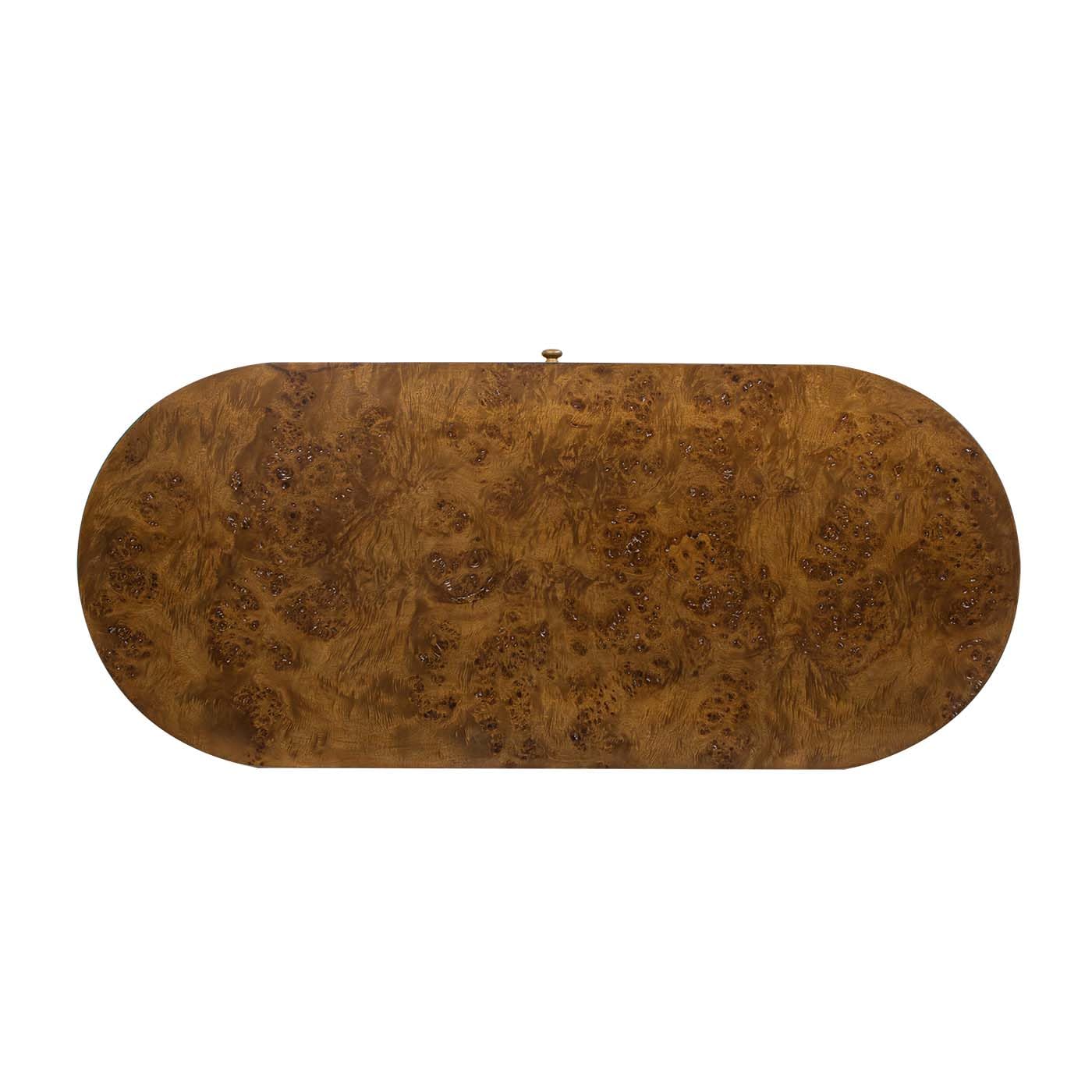 Jennifer Taylor Home Jesse 55.5" Single Drawer Oval Computer Desk, Dark Brown Burl Wood
