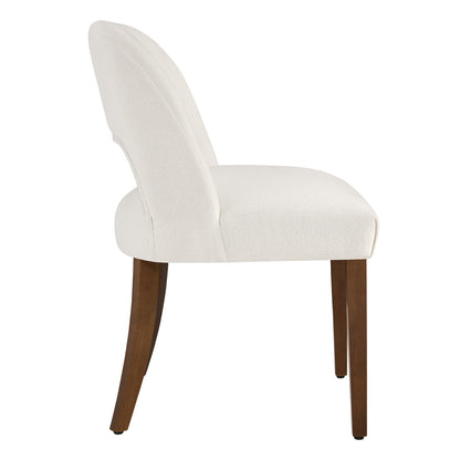 KISLOT Upholstered Dining Chairs Set of 4, Modern Armless Kitchen Chairs with Solid Wood Legs, Boucle Fabric, Sturdy Spring Structure, Comfortable Padded Dining Room Chairs, Cream